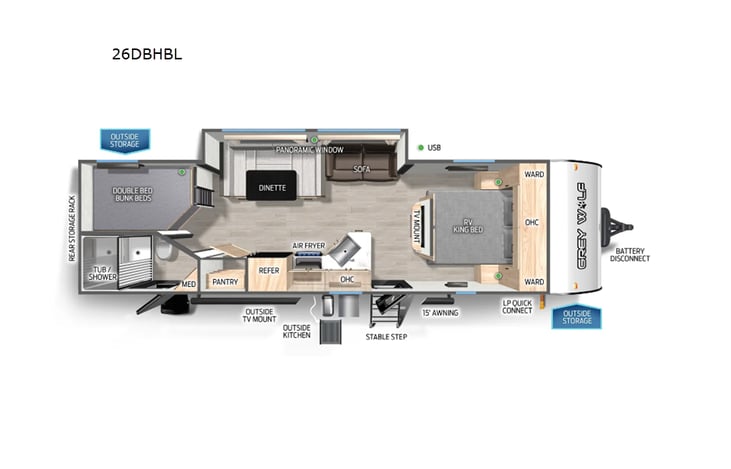Representative floor plan provided by a trusted RVshare partner.