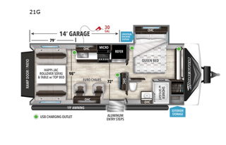 Travel Trailer / Toy Hauler / Sleeps 6 / Rear Deck