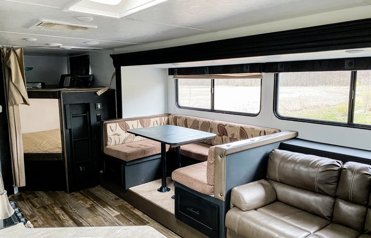 bunks, dinette and couch- all go into beds