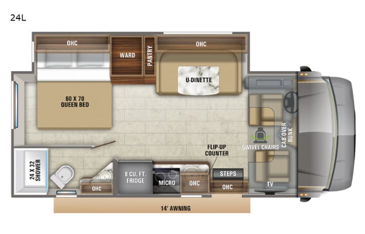 Representative floor plan provided by a trusted RVshare partner.