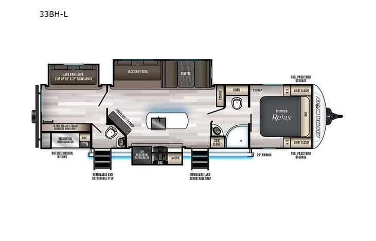 Representative floor plan provided by a trusted RVshare partner.