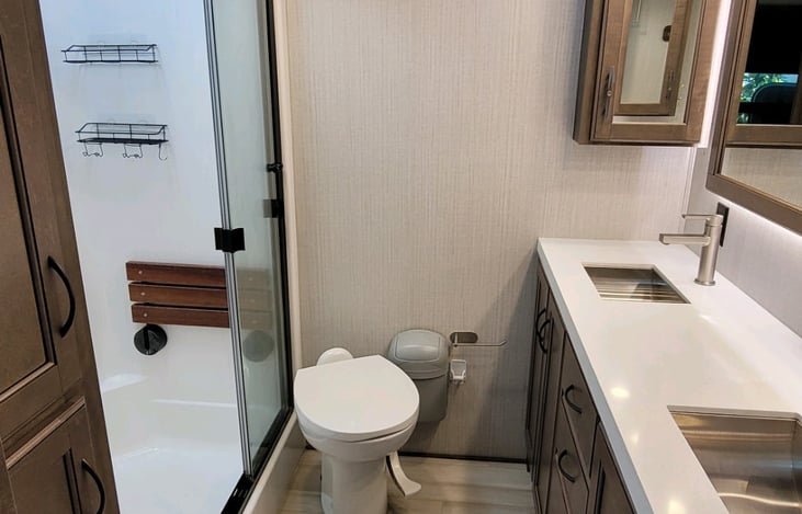 Bathroom with his and her sinks