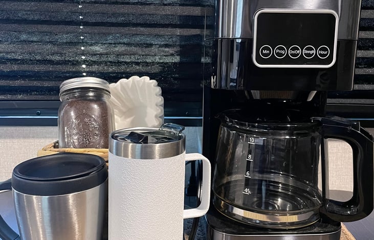 Coffee pot - Folgers coffee - filters - coffee mugs for you to use during your stay :)