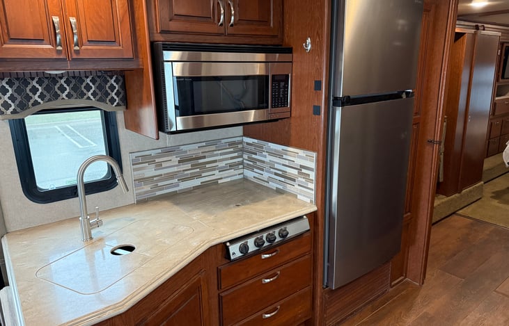 Refrigerator, Sink, Stove, Convection Microwave