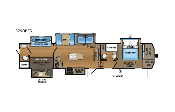 Representative floor plan provided by a trusted RVshare partner.