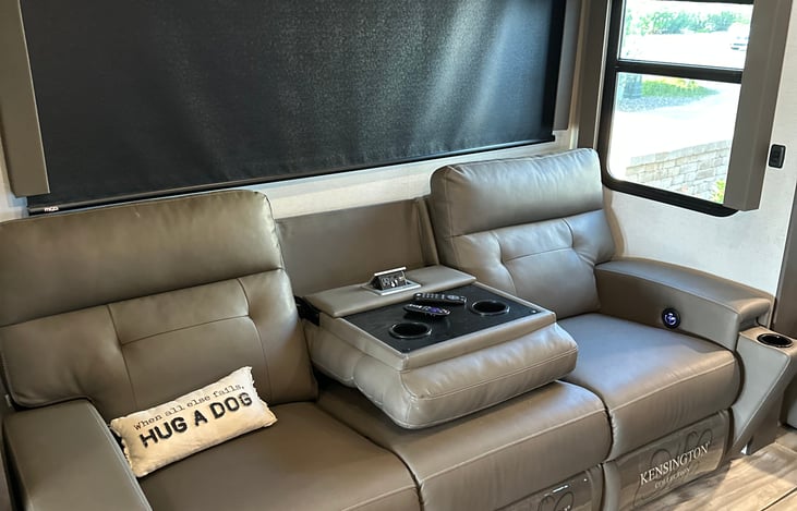 Large Sofa with cup holders and charging station