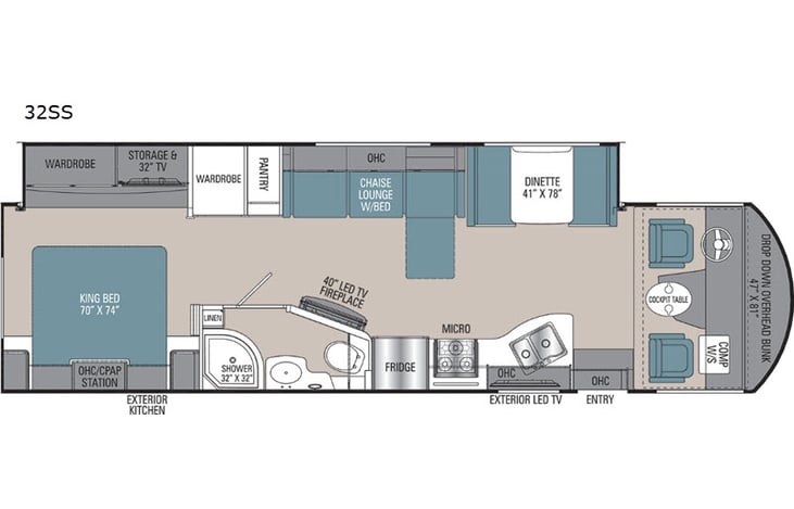 Representative floor plan provided by a trusted RVshare partner.