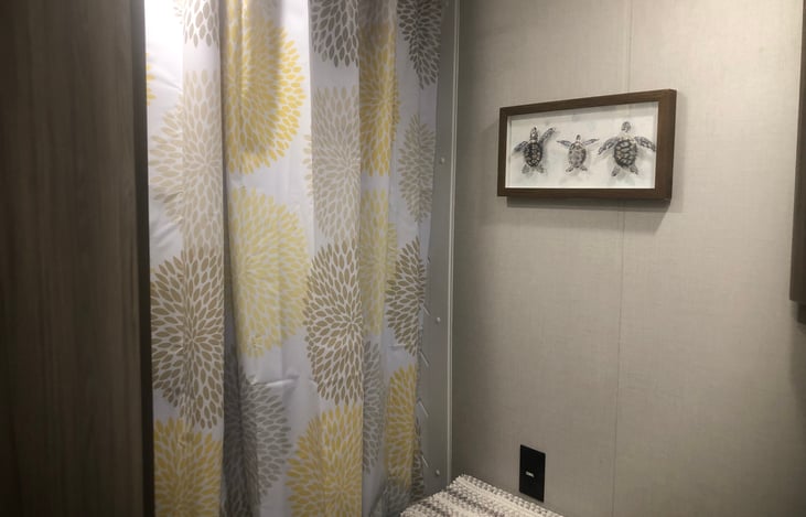 Shower with new curtain