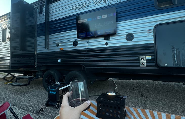 TV includes a mount that can be moved outside or to the garage area!