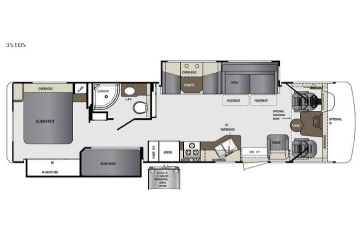 Representative floor plan provided by a trusted RVshare partner.