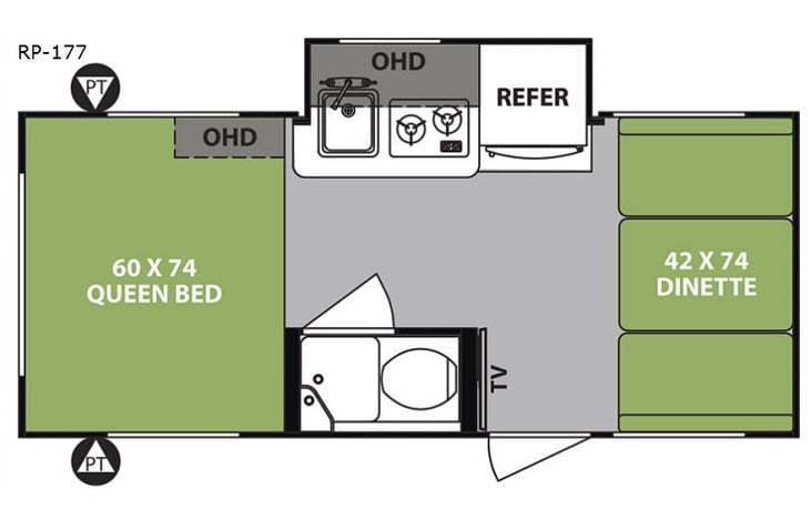 Representative floor plan provided by a trusted RVshare partner.