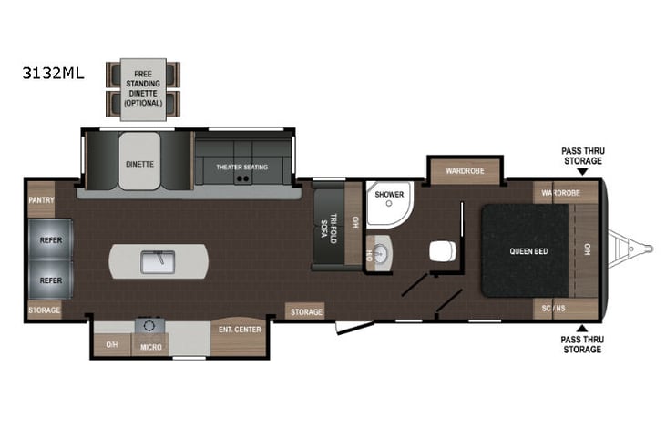 Representative floor plan provided by a trusted RVshare partner.
