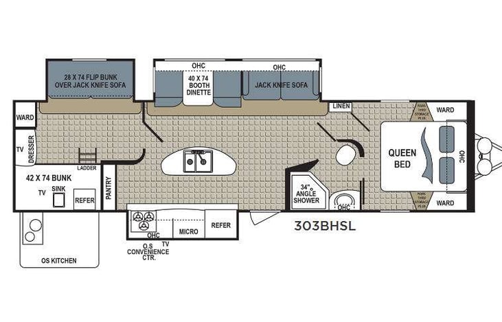 Representative floor plan provided by a trusted RVshare partner.