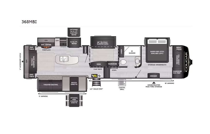 Representative floor plan provided by a trusted RVshare partner.