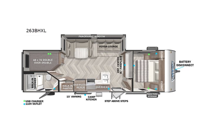 Representative floor plan provided by a trusted RVshare partner.
