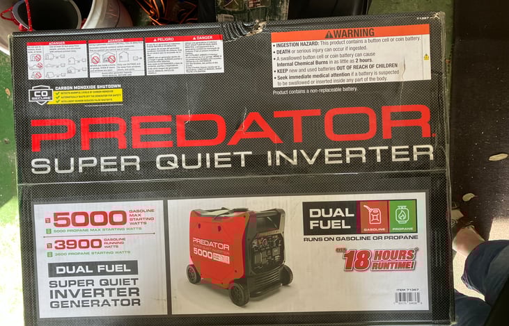 Super quiet generator. See add ons. Guest supplies their own fuel. Gas only