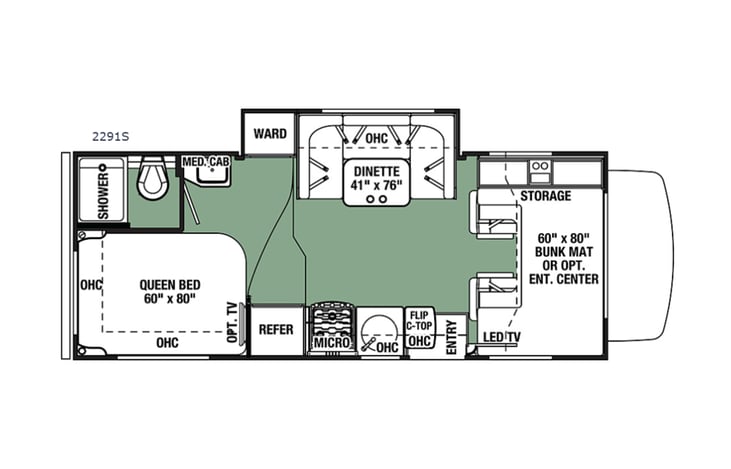 Representative floor plan provided by a trusted RVshare partner.