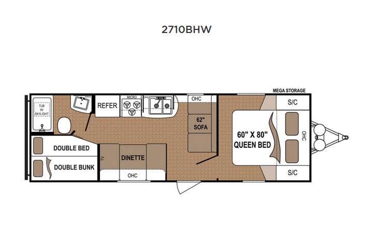 Representative floor plan provided by a trusted RVshare partner.