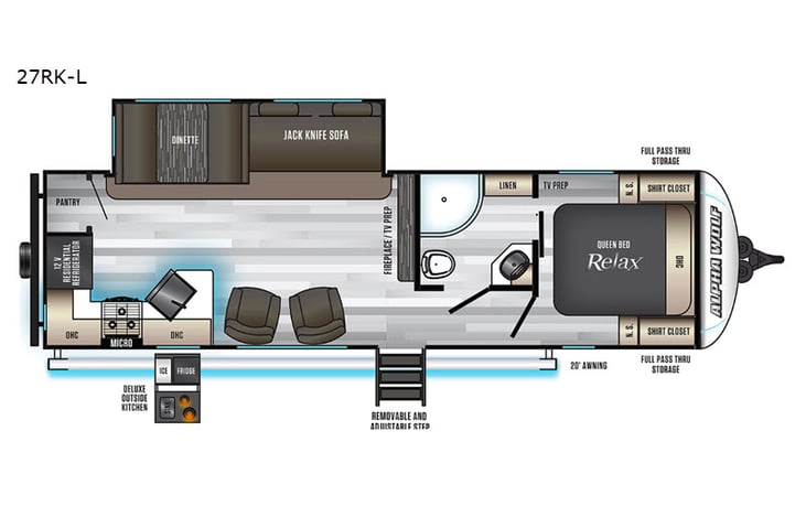 Representative floor plan provided by a trusted RVshare partner.