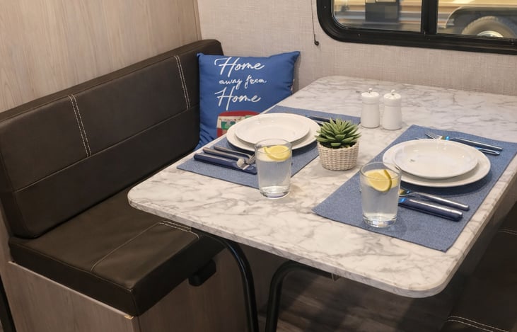 Dinette turns into a single bed for additional sleeping