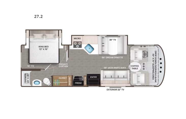 Representative floor plan provided by a trusted RVshare partner.