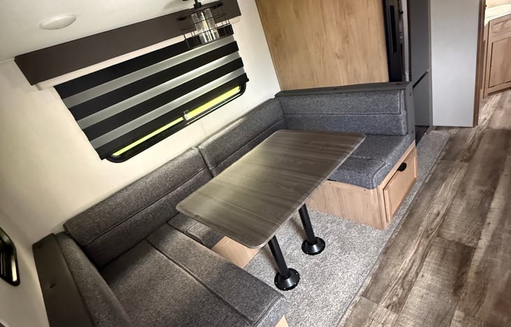 Dining area that drops down into a bed.