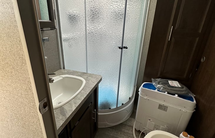 Bathroom area- portable washer/dryer combo available