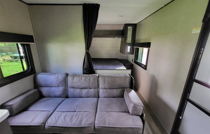 Comfortable jack knife couch with storage underneath