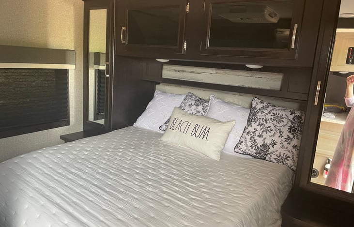 Queen size bed holds two