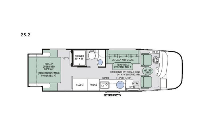 Representative floor plan provided by a trusted RVshare partner.