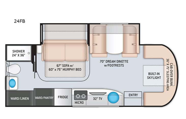 Representative floor plan provided by a trusted RVshare partner.
