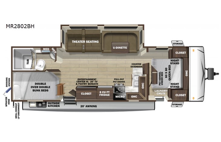 Representative floor plan provided by a trusted RVshare partner.