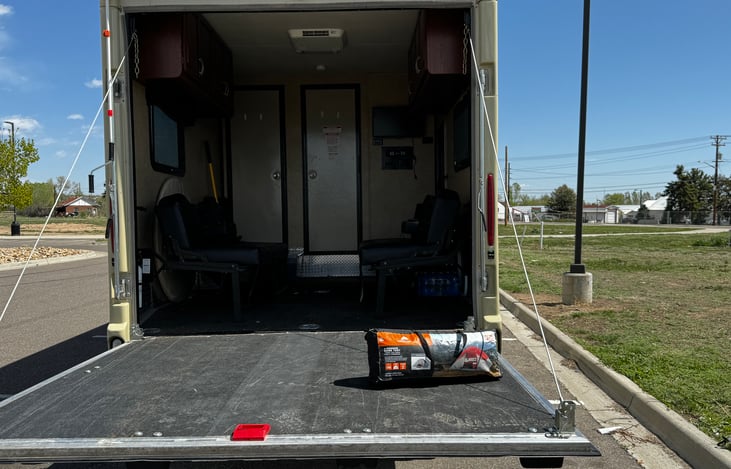 Toy Hauler space; converts to a bedroom space