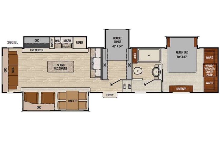 Representative floor plan provided by a trusted RVshare partner.