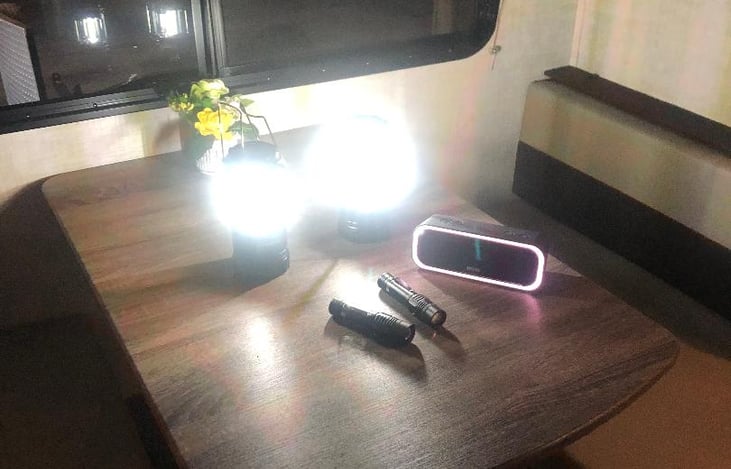 Blue tooth speaker, Flashlights and Lanterns.