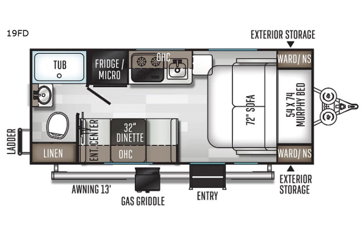 Representative floor plan provided by a trusted RVshare partner.
