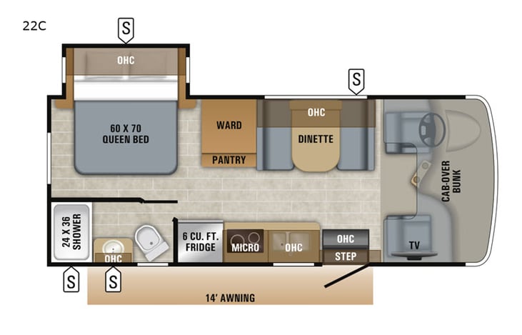 Representative floor plan provided by a trusted RVshare partner.