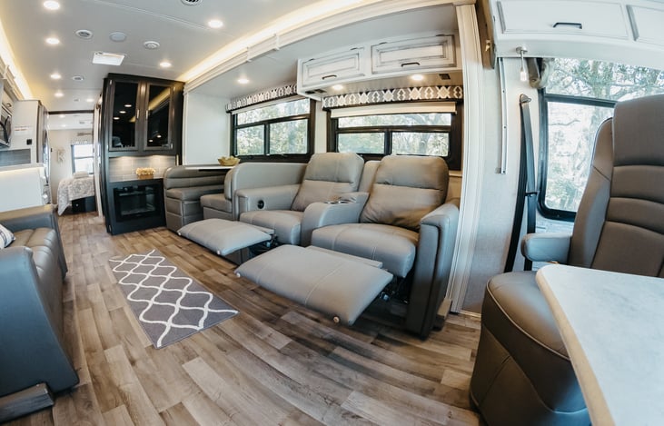 Theater seats in recline mode - with the touch of a button.