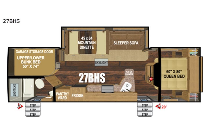 Representative floor plan provided by a trusted RVshare partner.