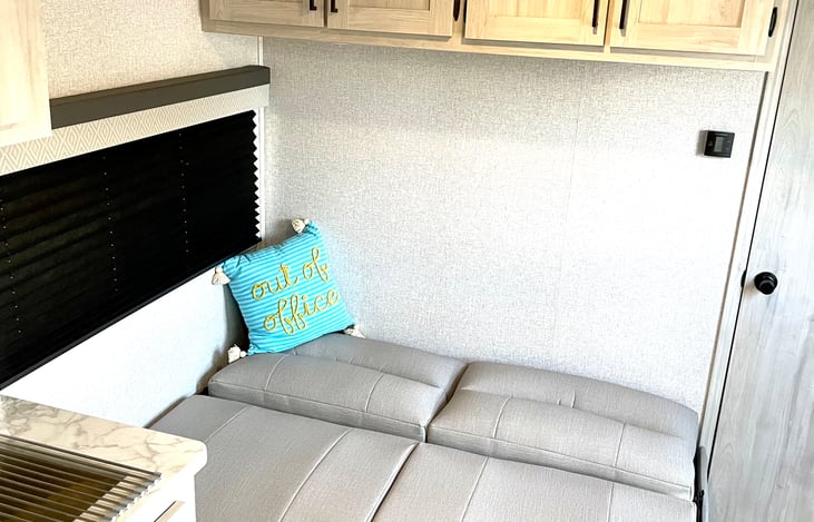 The couch folded out into a bed, we do provide pillows and blankets for the couch as well.