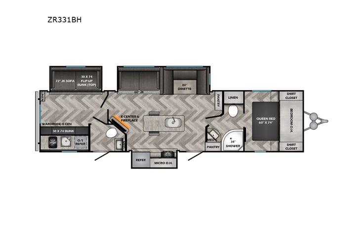 Representative floor plan provided by a trusted RVshare partner.