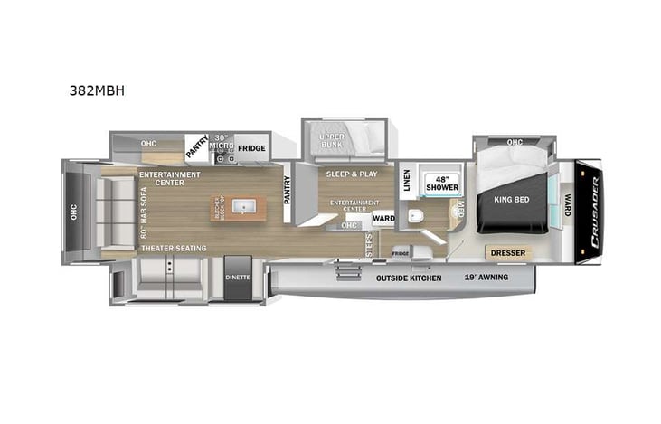 Representative floor plan provided by a trusted RVshare partner.