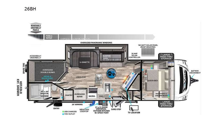 Representative floor plan provided by a trusted RVshare partner.