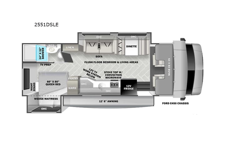 Representative floor plan provided by a trusted RVshare partner.