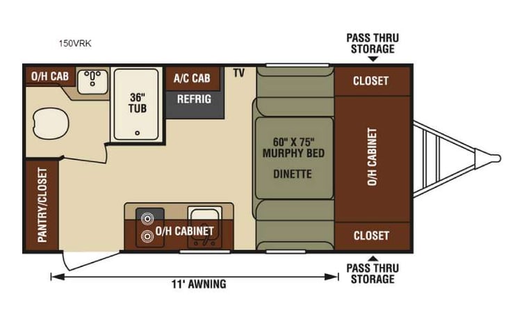 Representative floor plan provided by a trusted RVshare partner.