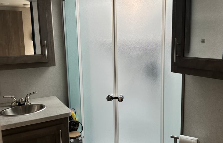 Full bathroom off master bedroom: 
Shower, sink, toilet