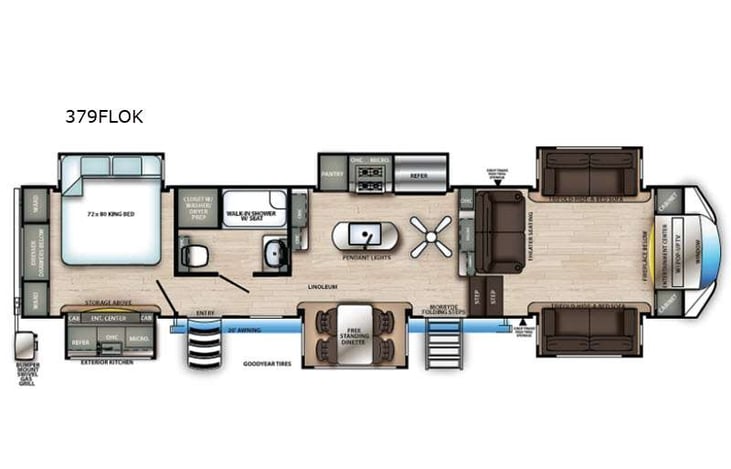 Representative floor plan provided by a trusted RVshare partner.