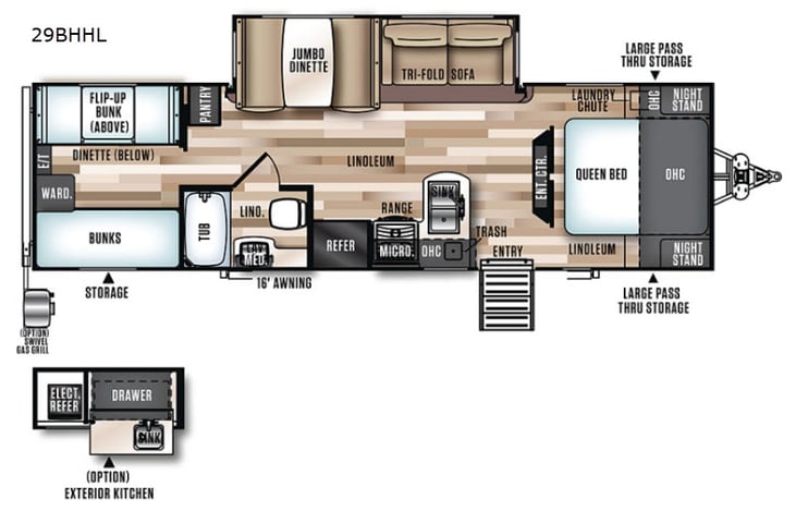 Representative floor plan provided by a trusted RVshare partner.