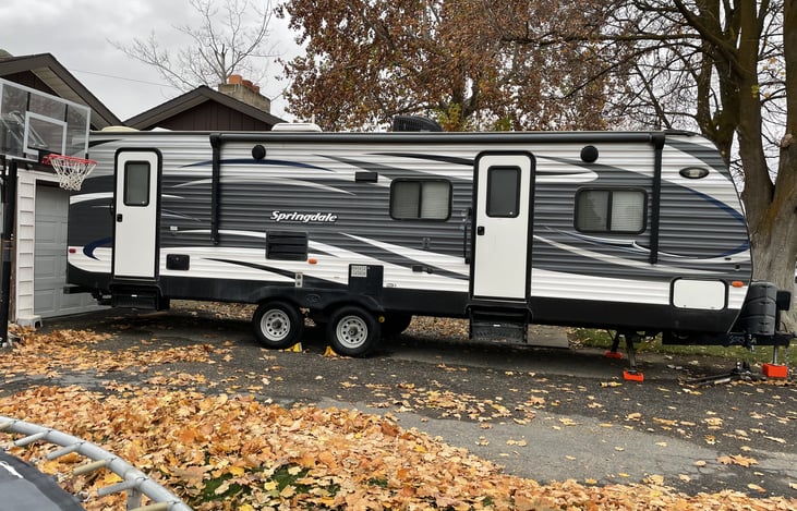 Passenger side, Front door, Rear door for restroom