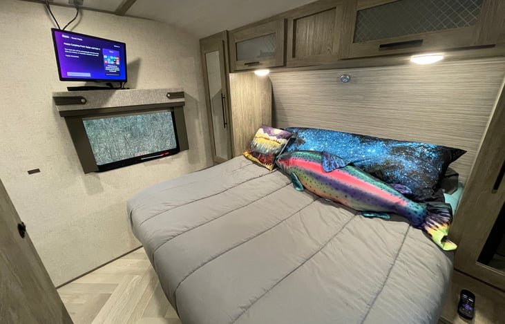 With a smart roku remote you can cuddle and watch a movie on headphones so you don’t keep the kids up.